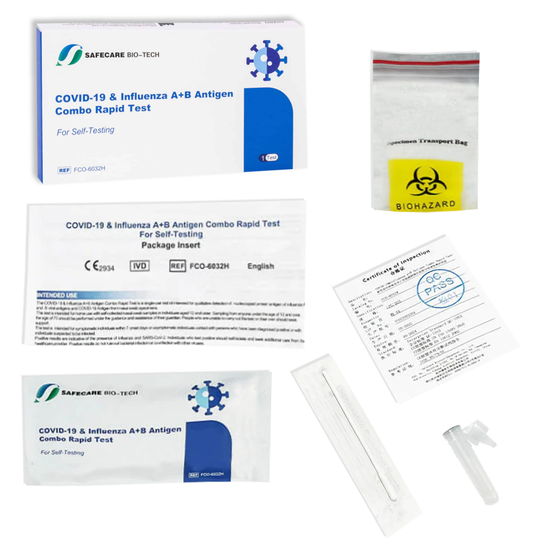 COVID-19 & Flu Combo Antigen Test - Single Test (CE-IVD Certified)