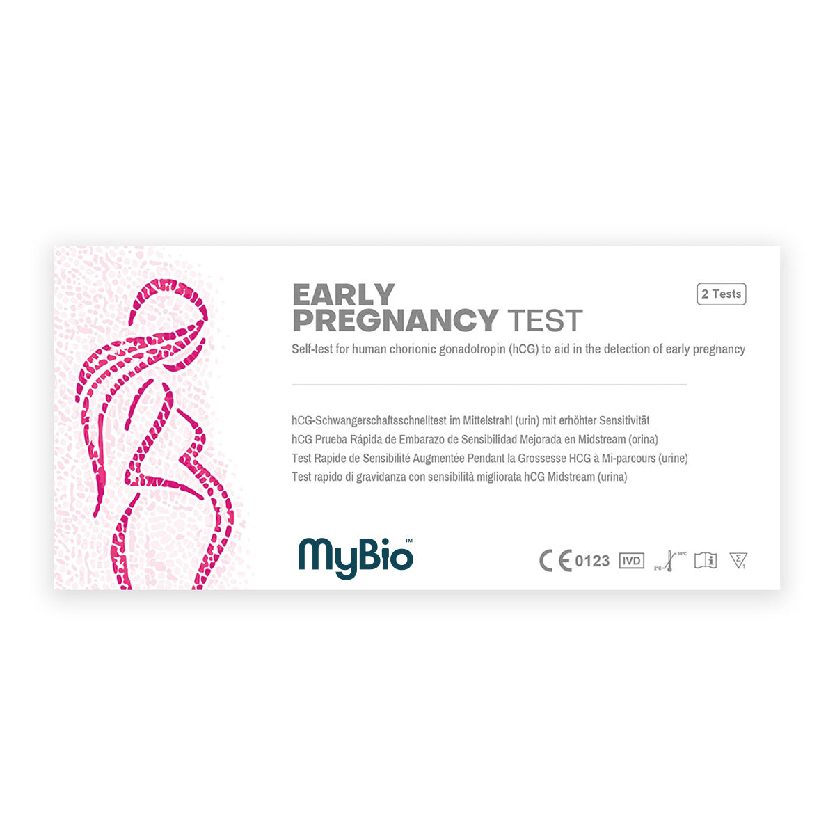 MyBio Early Pregnancy tests give rapid pregnancy results up to 6 days before your next period! This test detects the hCG hormone, also called the pregnancy hormone.