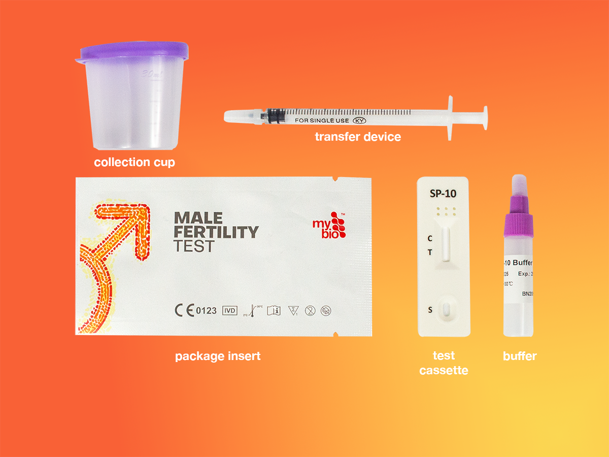 MyBio Male Fertility Easy to Use At Home Self Test - box contents