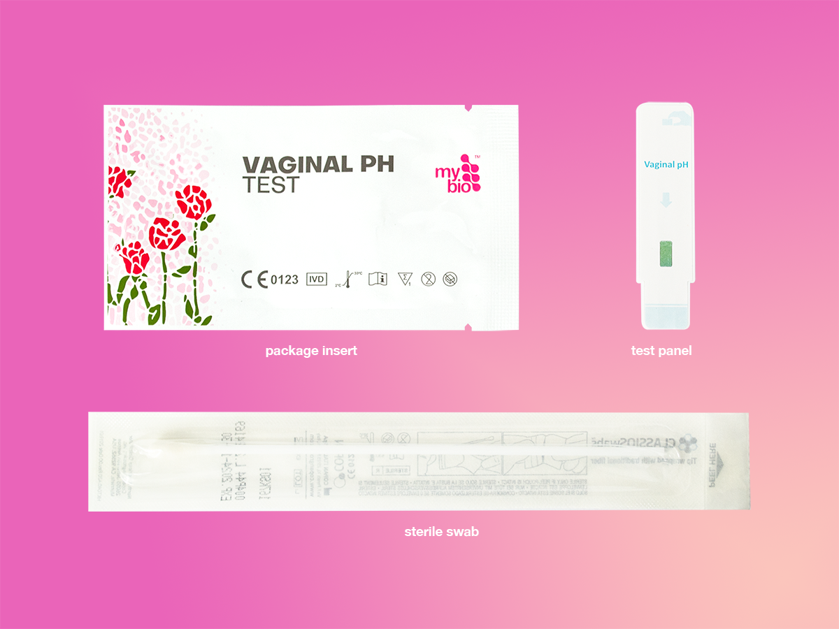 MyBio Vaginal pH Easy to Use At Home Self Test - box contents